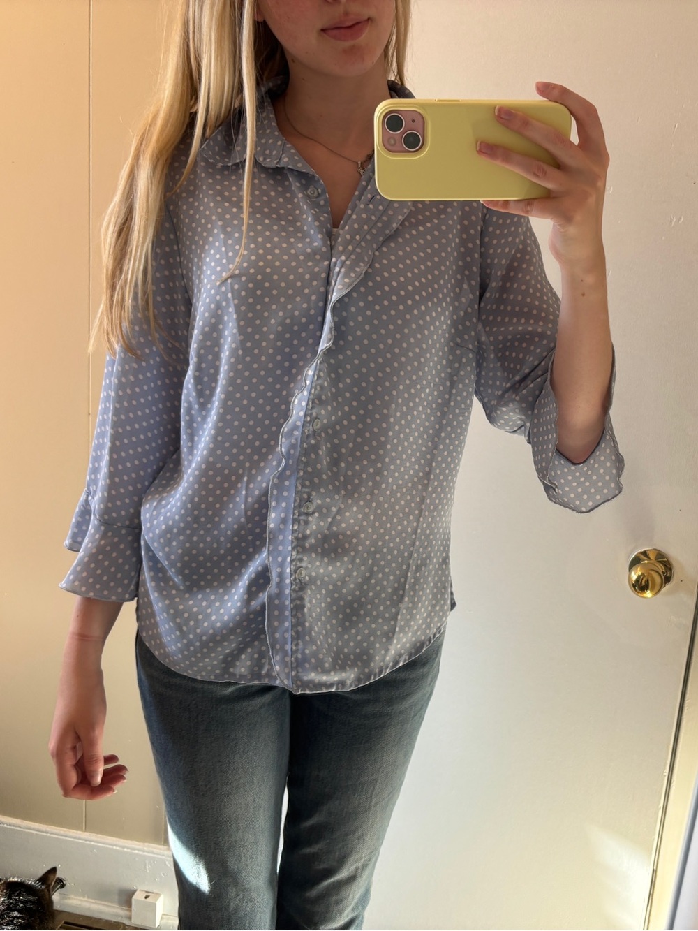Light Blue Polka Dot Blouse